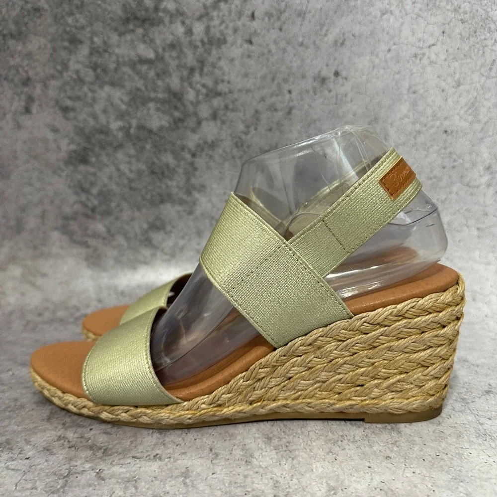 Tommy Bahama Sakura Wedge Sandals Womens 9.5 Champagne Gold Espadrille
